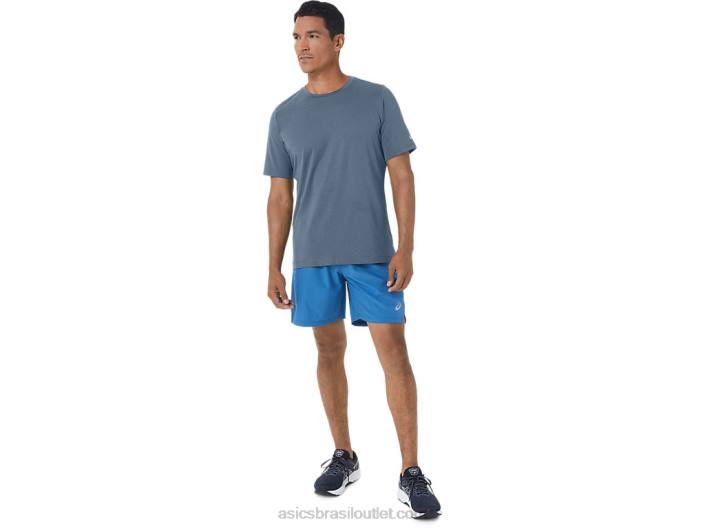 top de manga curta hthr tech para homem 462T160 urze azul aço Asics