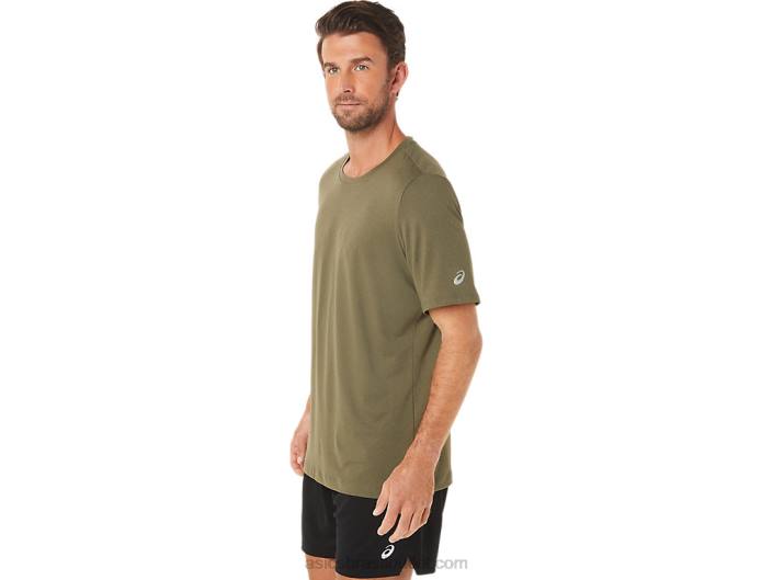 top de manga curta hthr tech para homem 462T1705 urze de lona verde-oliva Asics