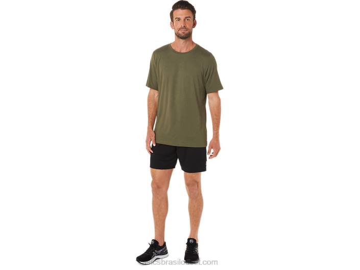 top de manga curta hthr tech para homem 462T1705 urze de lona verde-oliva Asics