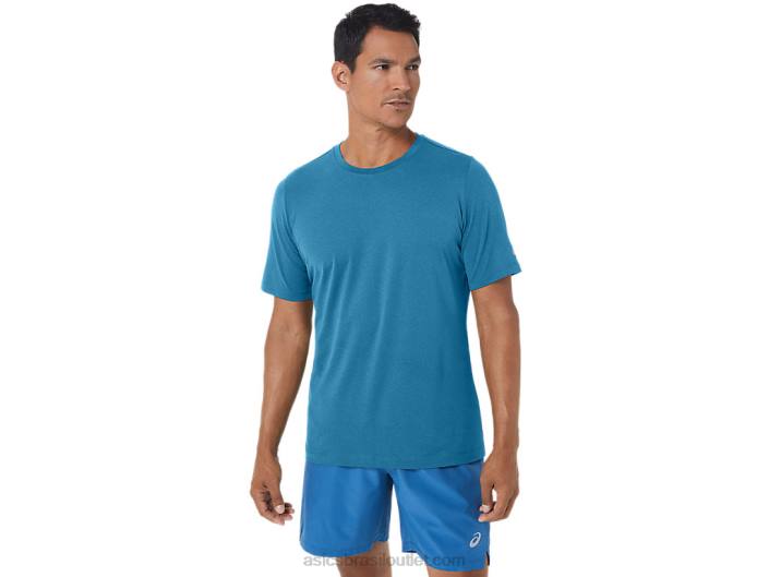top de manga curta hthr tech para homem 462T170 urze azul da ilha Asics