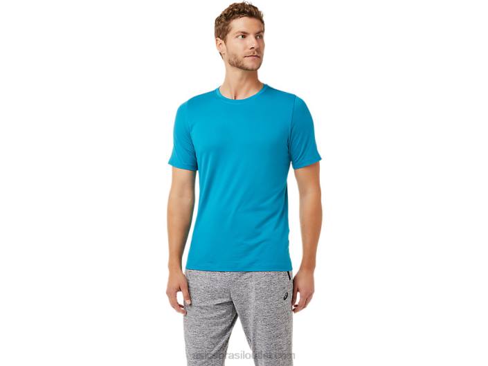 top de manga curta hthr tech para homem 462T2035 verde-azulado Asics
