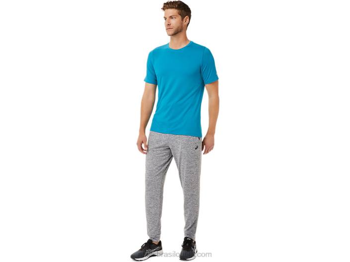 top de manga curta hthr tech para homem 462T2035 verde-azulado Asics