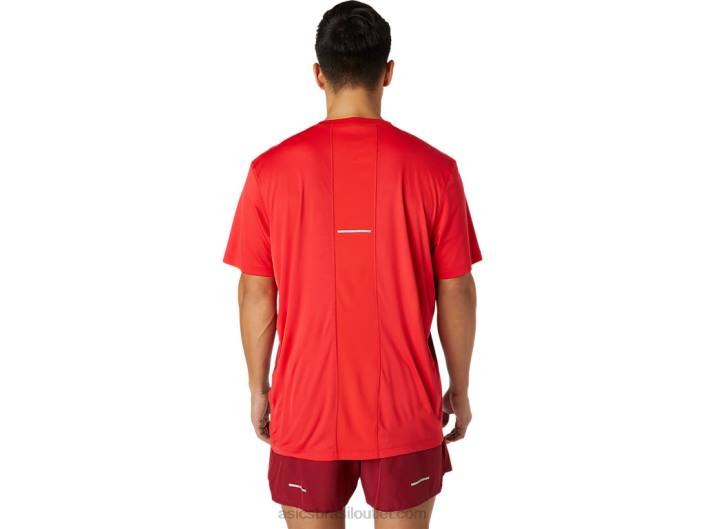 top de manga curta kasane masculino 462T1778 vermelho elétrico/bordô Asics