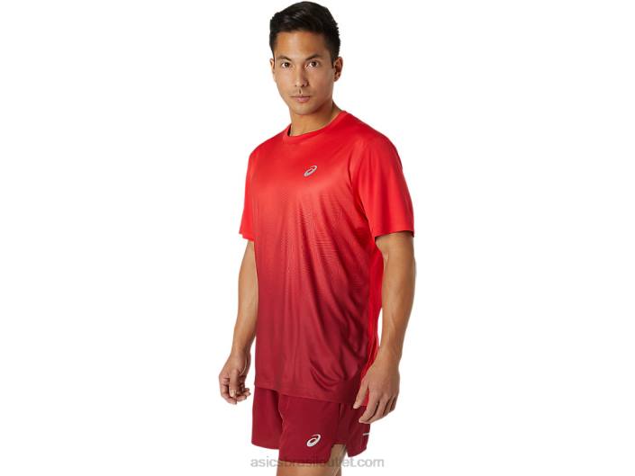 top de manga curta kasane masculino 462T1778 vermelho elétrico/bordô Asics