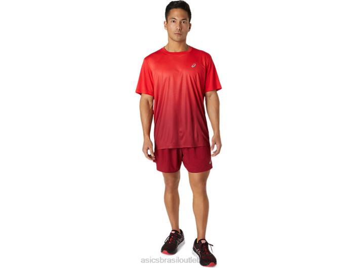 top de manga curta kasane masculino 462T1778 vermelho elétrico/bordô Asics
