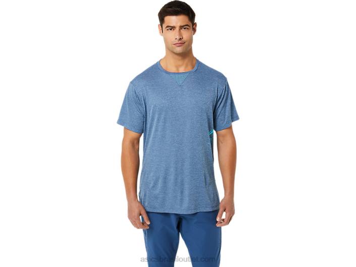 top de manga curta masculino actibreeze jacquard 462T1514 urze grande tubarão Asics