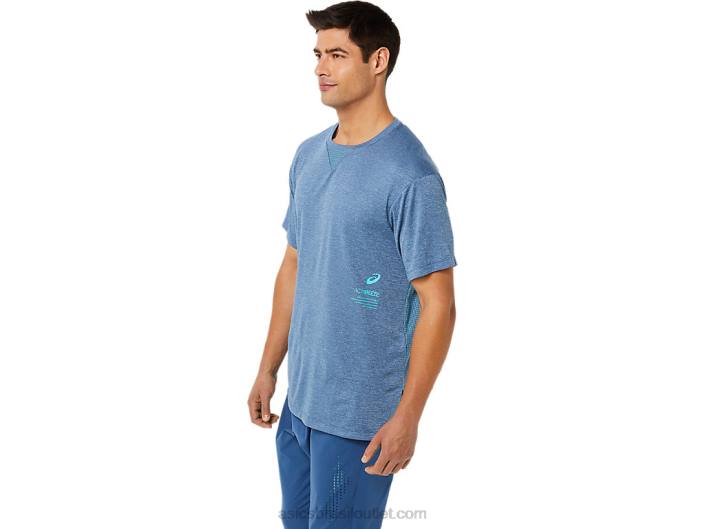 top de manga curta masculino actibreeze jacquard 462T1514 urze grande tubarão Asics