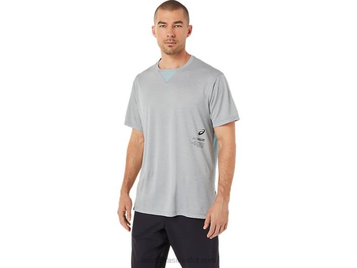 top de manga curta masculino actibreeze jacquard 462T1515 urze de folha de rocha Asics
