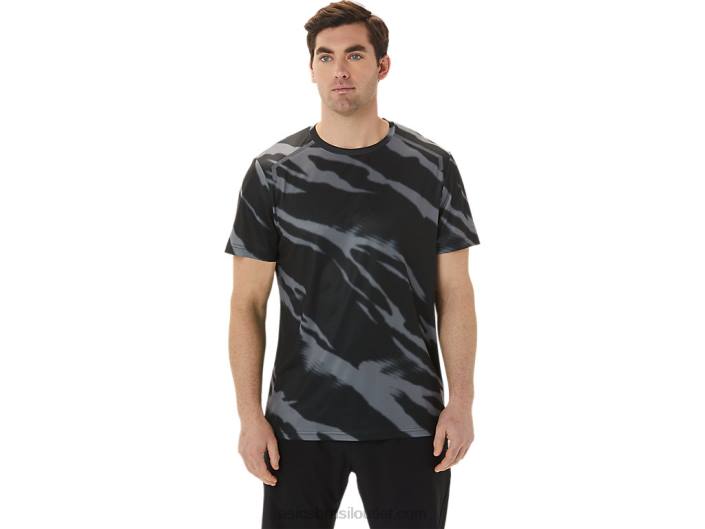 top de manga curta sazonal estampado all over masculino 462T1009 desempenho preto/cinza grafite Asics