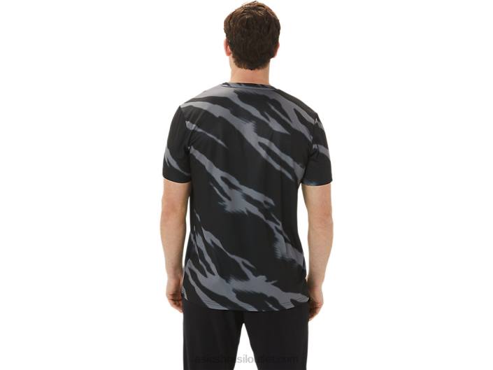 top de manga curta sazonal estampado all over masculino 462T1009 desempenho preto/cinza grafite Asics