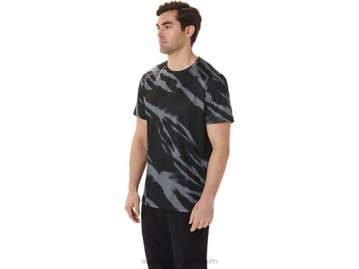 top de manga curta sazonal estampado all over masculino 462T1009 desempenho preto/cinza grafite Asics