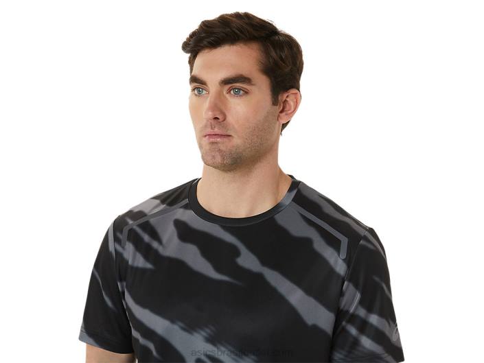 top de manga curta sazonal estampado all over masculino 462T1009 desempenho preto/cinza grafite Asics