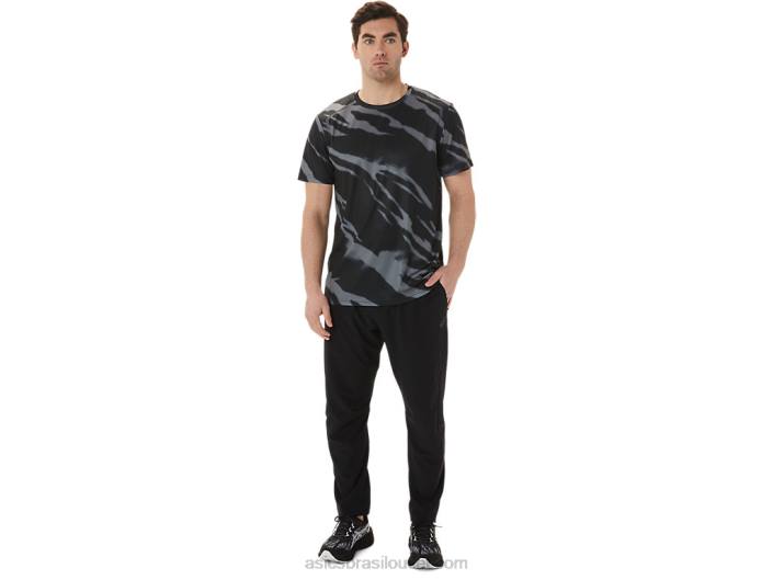 top de manga curta sazonal estampado all over masculino 462T1009 desempenho preto/cinza grafite Asics