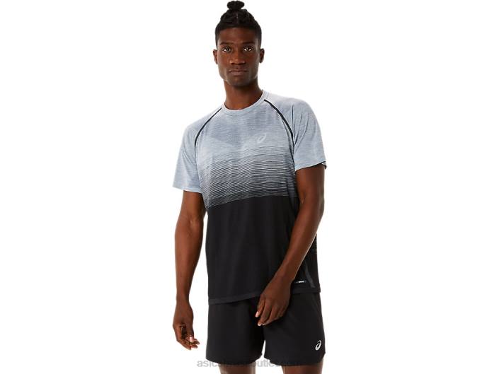 top de manga curta sem costura masculino 462T1127 desempenho preto/cinza transportador Asics