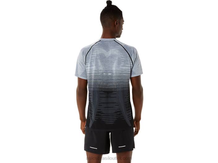 top de manga curta sem costura masculino 462T1127 desempenho preto/cinza transportador Asics