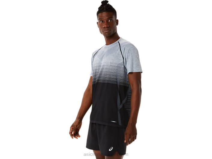 top de manga curta sem costura masculino 462T1127 desempenho preto/cinza transportador Asics