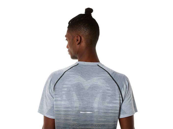top de manga curta sem costura masculino 462T1127 desempenho preto/cinza transportador Asics