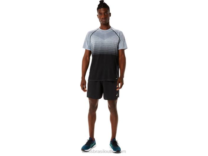 top de manga curta sem costura masculino 462T1127 desempenho preto/cinza transportador Asics