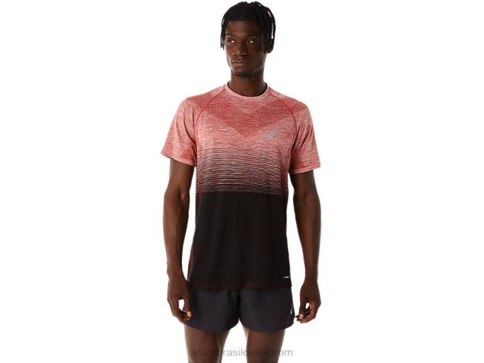 top de manga curta sem costura masculino 462T119 performance black/spice latte Asics