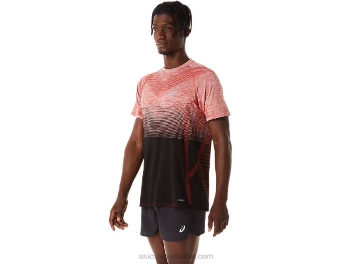 top de manga curta sem costura masculino 462T119 performance black/spice latte Asics