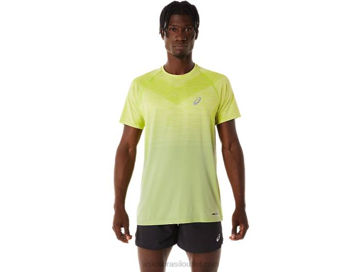 top de manga curta sem costura masculino 462T27 sálvia leve/raspas de limão Asics