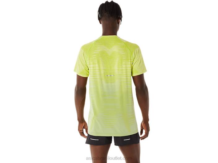 top de manga curta sem costura masculino 462T27 sálvia leve/raspas de limão Asics