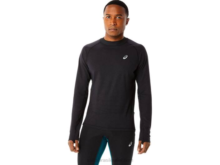top de manga longa para corrida de inverno masculino 462T825 desempenho preto Asics