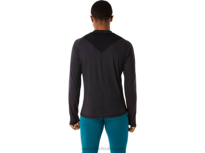 top de manga longa para corrida de inverno masculino 462T825 desempenho preto Asics