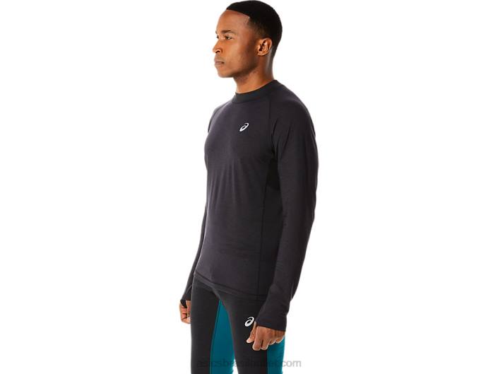 top de manga longa para corrida de inverno masculino 462T825 desempenho preto Asics
