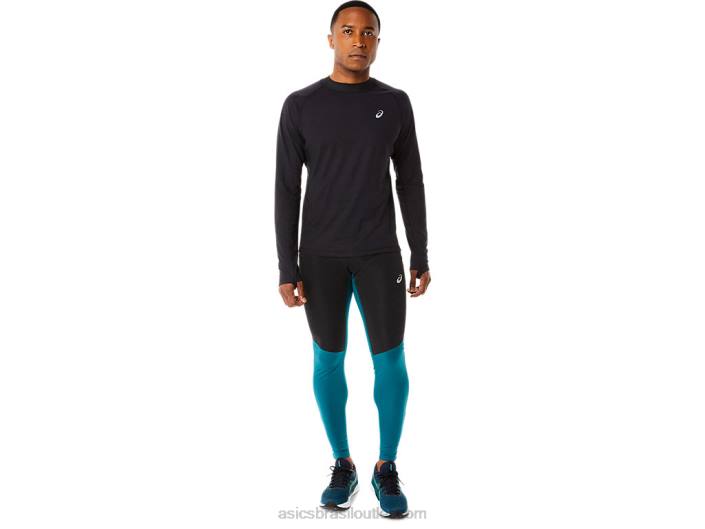 top de manga longa para corrida de inverno masculino 462T825 desempenho preto Asics
