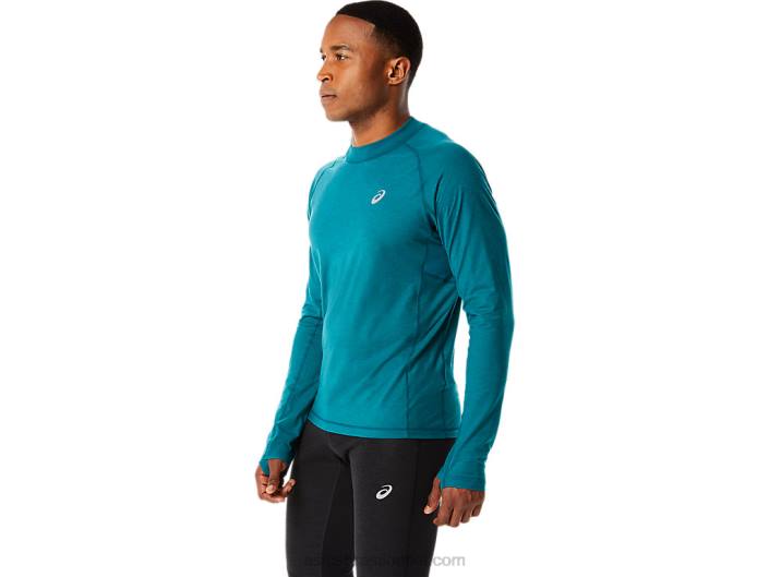 top de manga longa para corrida de inverno masculino 462T854 pinho aveludado Asics