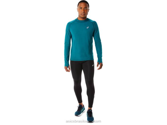 top de manga longa para corrida de inverno masculino 462T854 pinho aveludado Asics