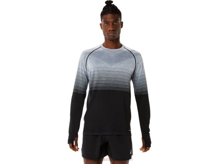 top de manga longa sem costura masculino 462T1073 desempenho preto/cinza transportador Asics