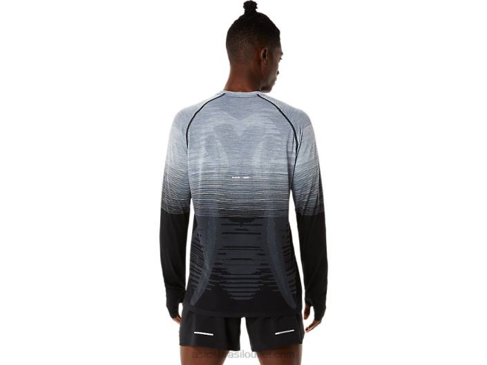 top de manga longa sem costura masculino 462T1073 desempenho preto/cinza transportador Asics