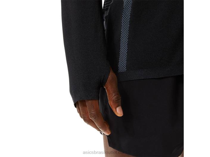 top de manga longa sem costura masculino 462T1073 desempenho preto/cinza transportador Asics