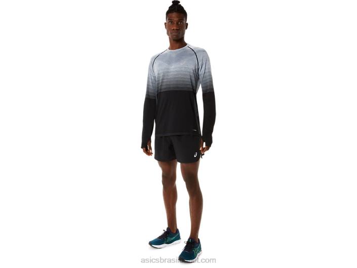 top de manga longa sem costura masculino 462T1073 desempenho preto/cinza transportador Asics