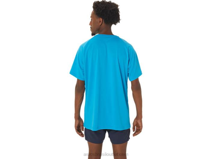 top gráfico de linha de chegada masculino de manga curta 462T237 ilha azul Asics