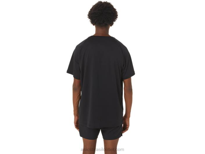 top gráfico de linha de chegada masculino de manga curta 462T249 desempenho preto Asics