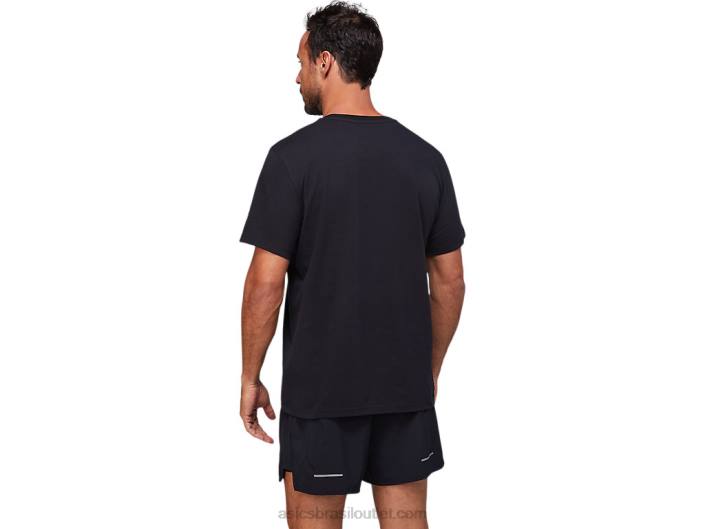 top gráfico de manga curta 462T1757 desempenho preto Asics