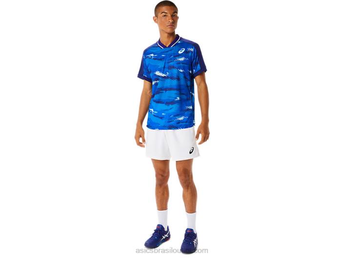 top gráfico de manga curta masculino 462T1076 mergulho azul Asics