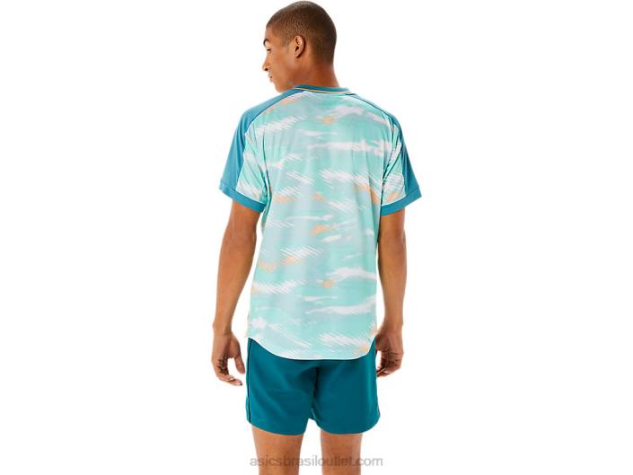 top gráfico de manga curta masculino 462T1090 pinheiro enevoado Asics