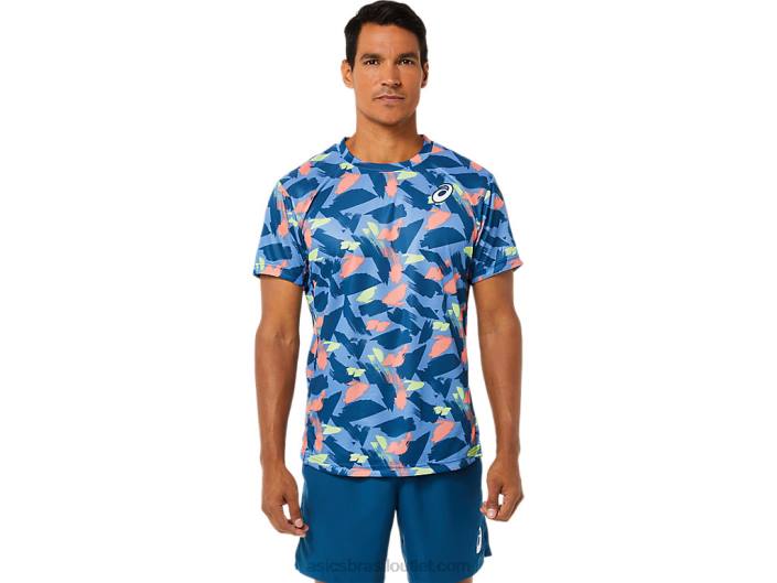 top gráfico de manga curta masculino 462T1506 índigo claro Asics
