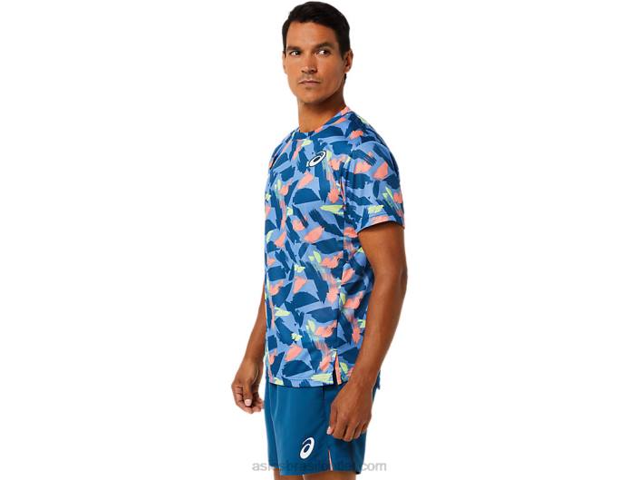 top gráfico de manga curta masculino 462T1506 índigo claro Asics