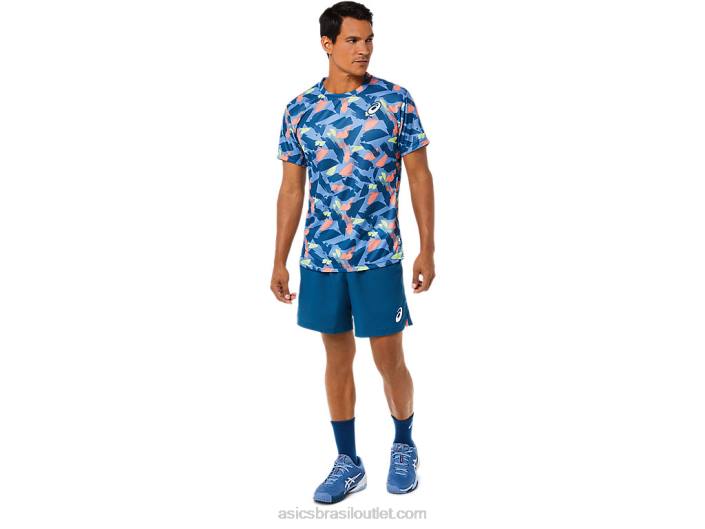 top gráfico de manga curta masculino 462T1506 índigo claro Asics