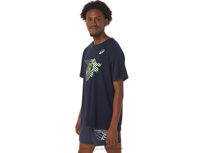 top gráfico de manga curta para sapatos masculinos 462T243 meia-noite Asics