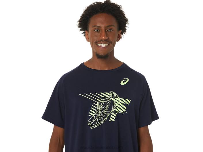 top gráfico de manga curta para sapatos masculinos 462T243 meia-noite Asics