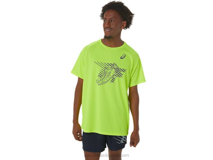 top gráfico de manga curta para sapatos masculinos 462T279 amarelo de segurança Asics