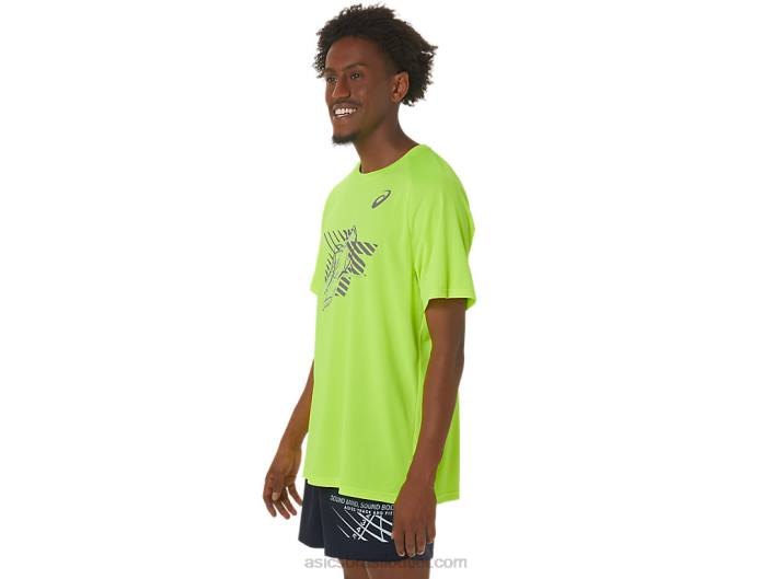 top gráfico de manga curta para sapatos masculinos 462T279 amarelo de segurança Asics