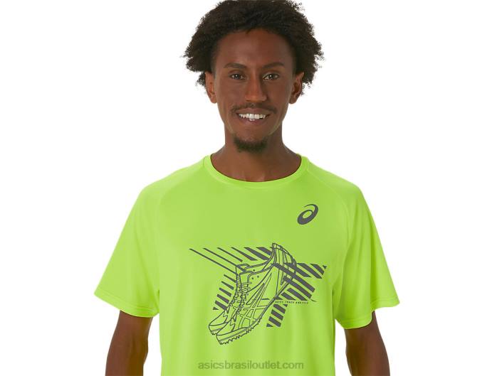top gráfico de manga curta para sapatos masculinos 462T279 amarelo de segurança Asics