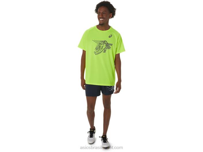 top gráfico de manga curta para sapatos masculinos 462T279 amarelo de segurança Asics